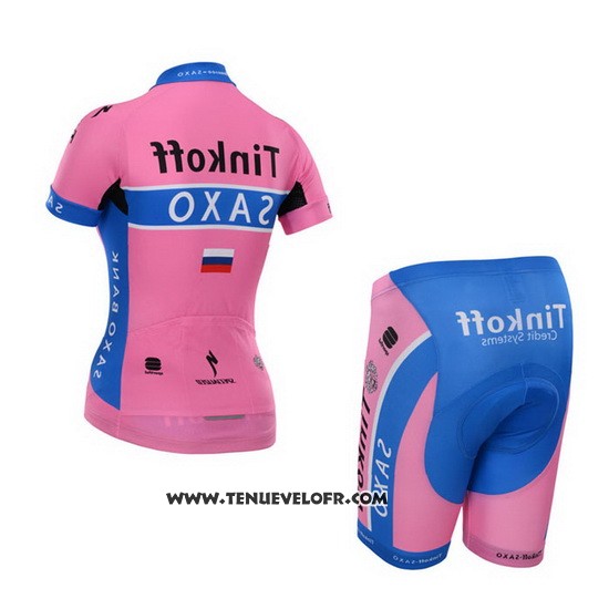 2015 Maillot Ciclismo Femme Saxo Bank  Fuchsia Manches Courtes et Cuissard